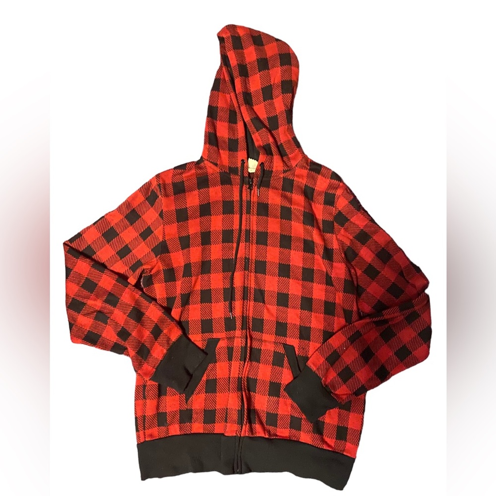 Urban Outfitters Character Hero Men’s Buffalo Pattern Red Black Zip Up Hoodie L